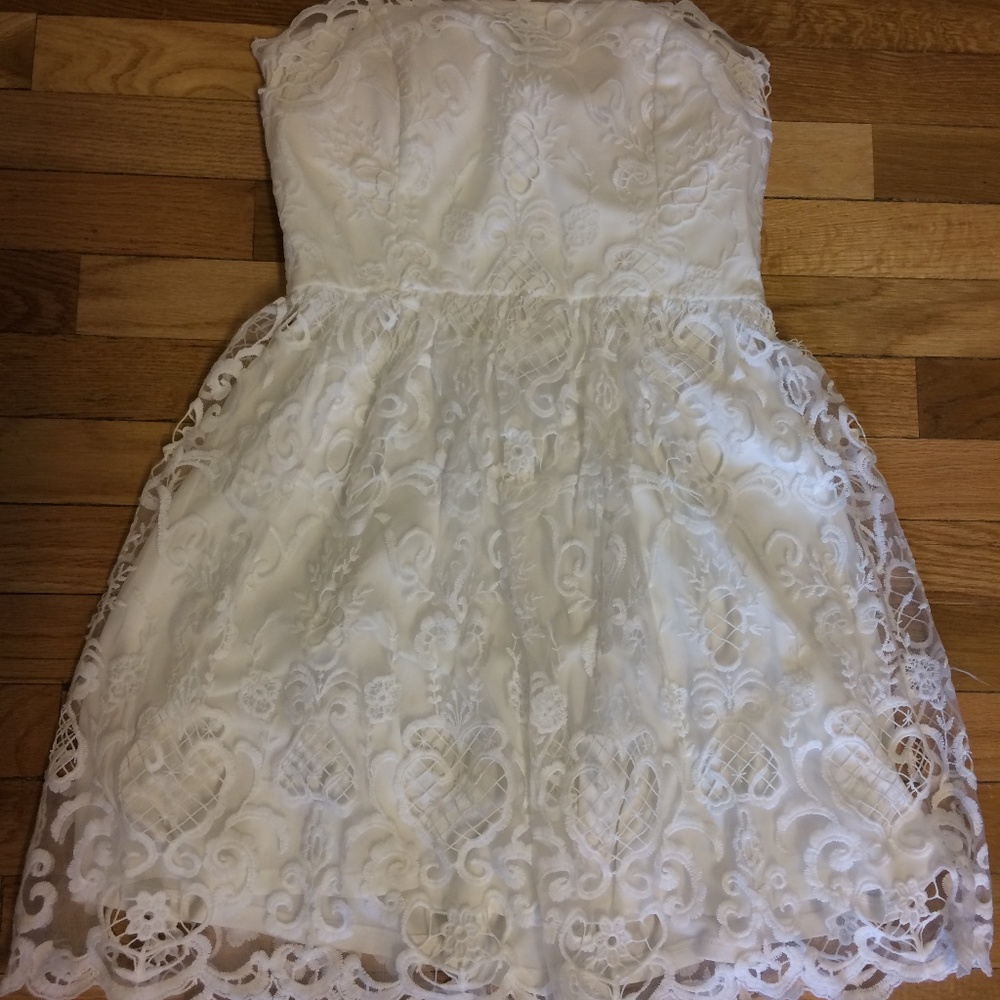 Strapless white dress